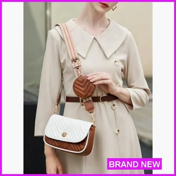 Quilted Vegan Leather Crossbody Purse Designer Shoulder Bag Small Chic - Picture 2 of 7